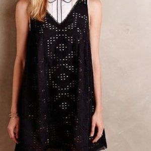 Anthropologie Maeve Black Eyelet Crochet Dress SP
